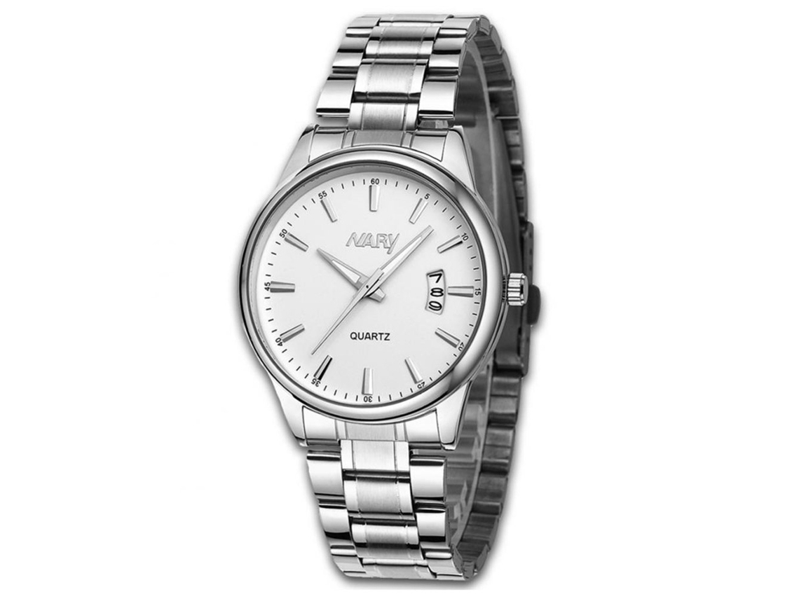 Reloj De Pulsera Hombre De Aleación Con Dial Redondo Analógico De Cuarzo Nary Fashionable (blanco)