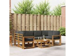 Vidaxl Conjunto De Sofás Para Exterior 7 Pcs Natural E Antracite
