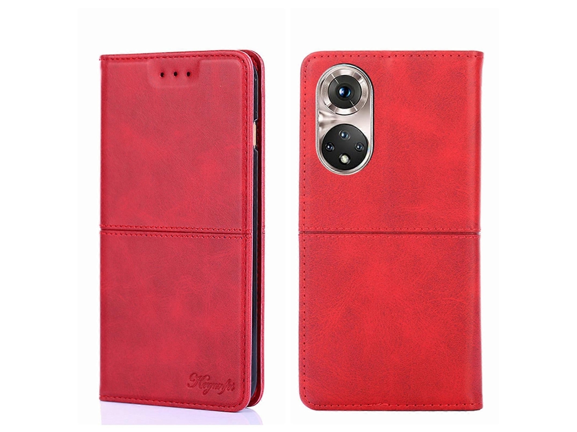 Capa De Celular For Honor 50 Pro Com Textura De Vaca, Magnética E Com Abertura Horizontal Em Couro.