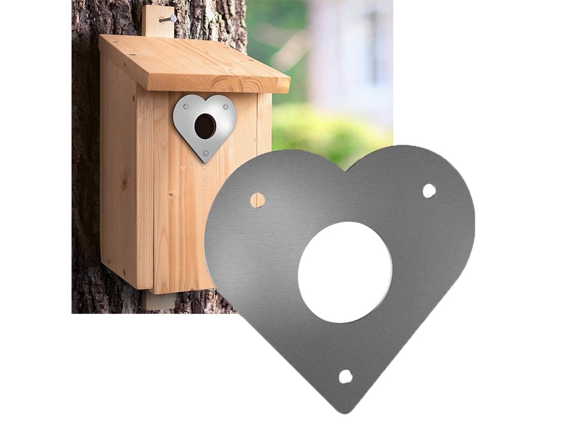 Placa De Proteção Para Casa De Pássaros Em Forma De Coração, Metal, Resistente, Prático E Fácil De Utilizar Elysve