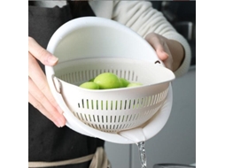 Cesto De Roupa Portátil Com Escorredor, Alimentos Multifuncional Para Cozinha Com Camadas Duplas, Removível, Economiza Espaço (branco)