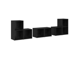 Conjunto Móvel TV MAISON EXCLUSIVE 6 Peças Carvalho Preto Madeira Processada