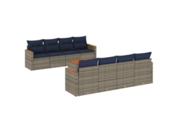 Conjunto de Sofá de Jardim, 9 Peças, Almofadas, Rattan Cinza MAISON EXCLUSIVE
