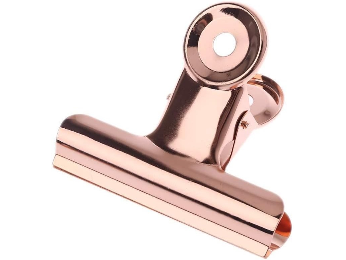 Clipes para Arquivos, Clipe para Arquivos com Fixação em Bulldog Metal Ouro Rosa, Seladora de Alimentos, Alfinete
