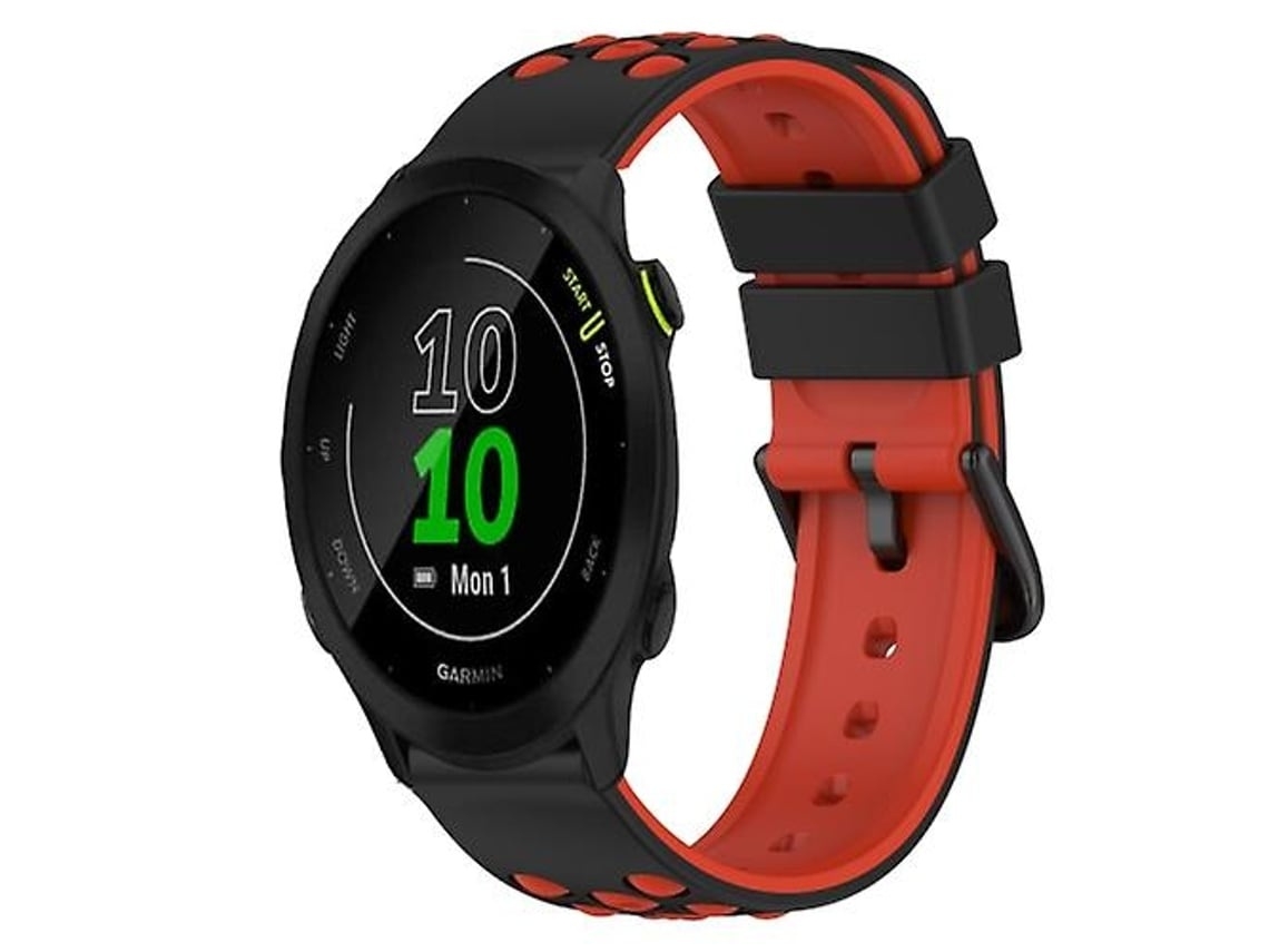 Pulseira De Relógio Lurelia Para Garmin Forerunner 55 20 Mm Em Silicone Bicolor Preto Branco