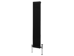 Radiador Vertical Tradicional De 2 Colunas Em Preto, Aço Carbono 1.5mm, Potência 3180 Btu, Dimensões 1800x292 Mm,