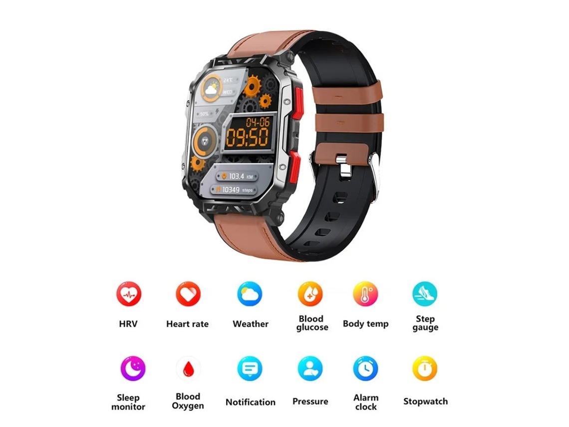 Relógio inteligente Bestvite F407 para homens, com Bluetooth, para chamadas ao ar livre, à prova d'água, preto e marrom