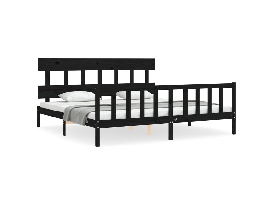 Bed Frame, Bed Frames Vidaxl Preto Madeira De Pinho (200 X 200 Cm)