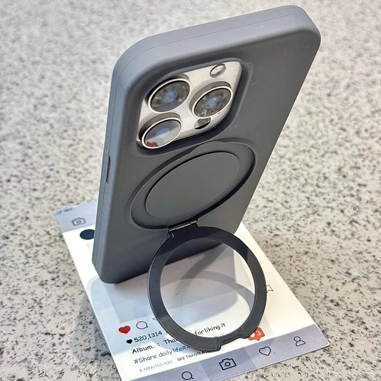 (iphone 15 Cinza) Anel De Suporte Magnético Em Silicone Líquido