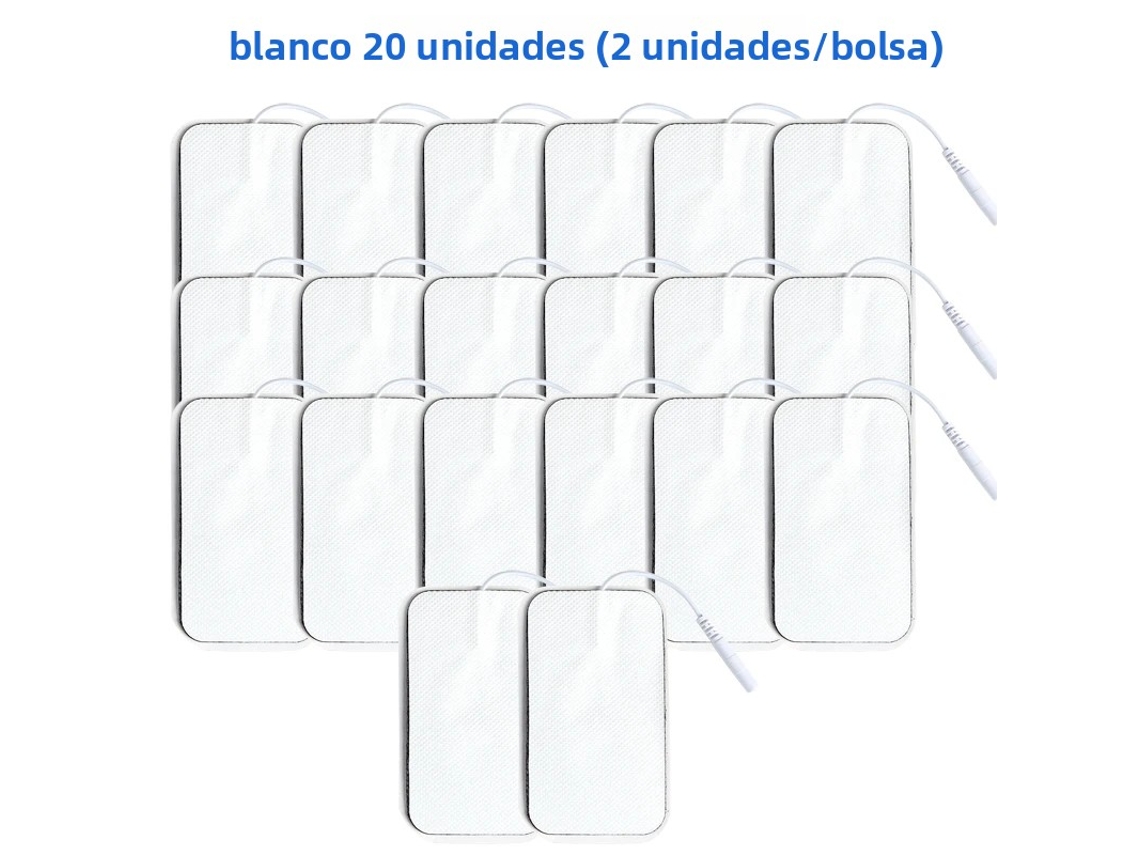 Eletrodos de Tecido Não Tecido, 5*9cm, com Conector de 2mm MDUG (branco, 20 Unidades, 5x9cm)
