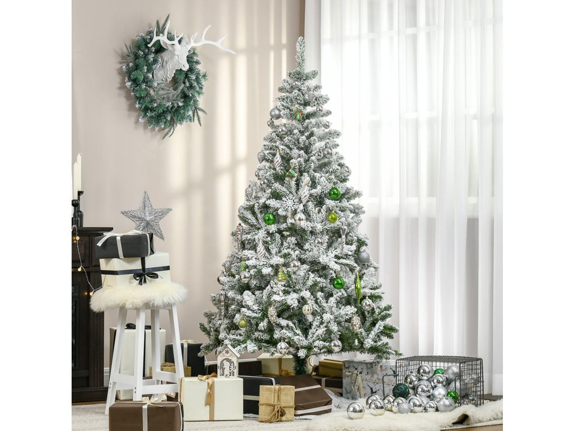 Árvore De Natal Artificial, Em Aço, Plástico, Cor Branco E Verde