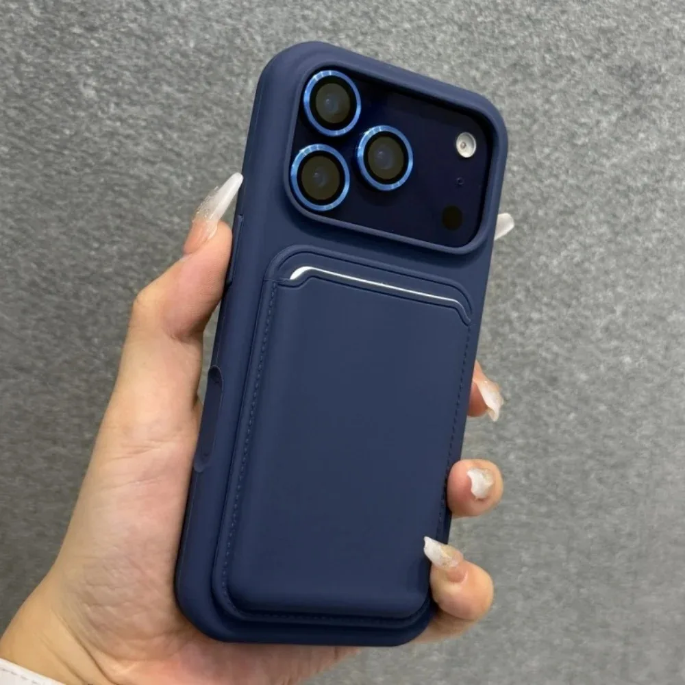 Capa De Celular Em Silicone Líquido Magnético (azuis Escuros) Para Iphone 15 Pro Max Com Carteira Magsafe.