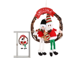 Guirlanda De Natal Em Rattan Com Papai Noel E Decoração Para Varanda, Porta Ou Parede.