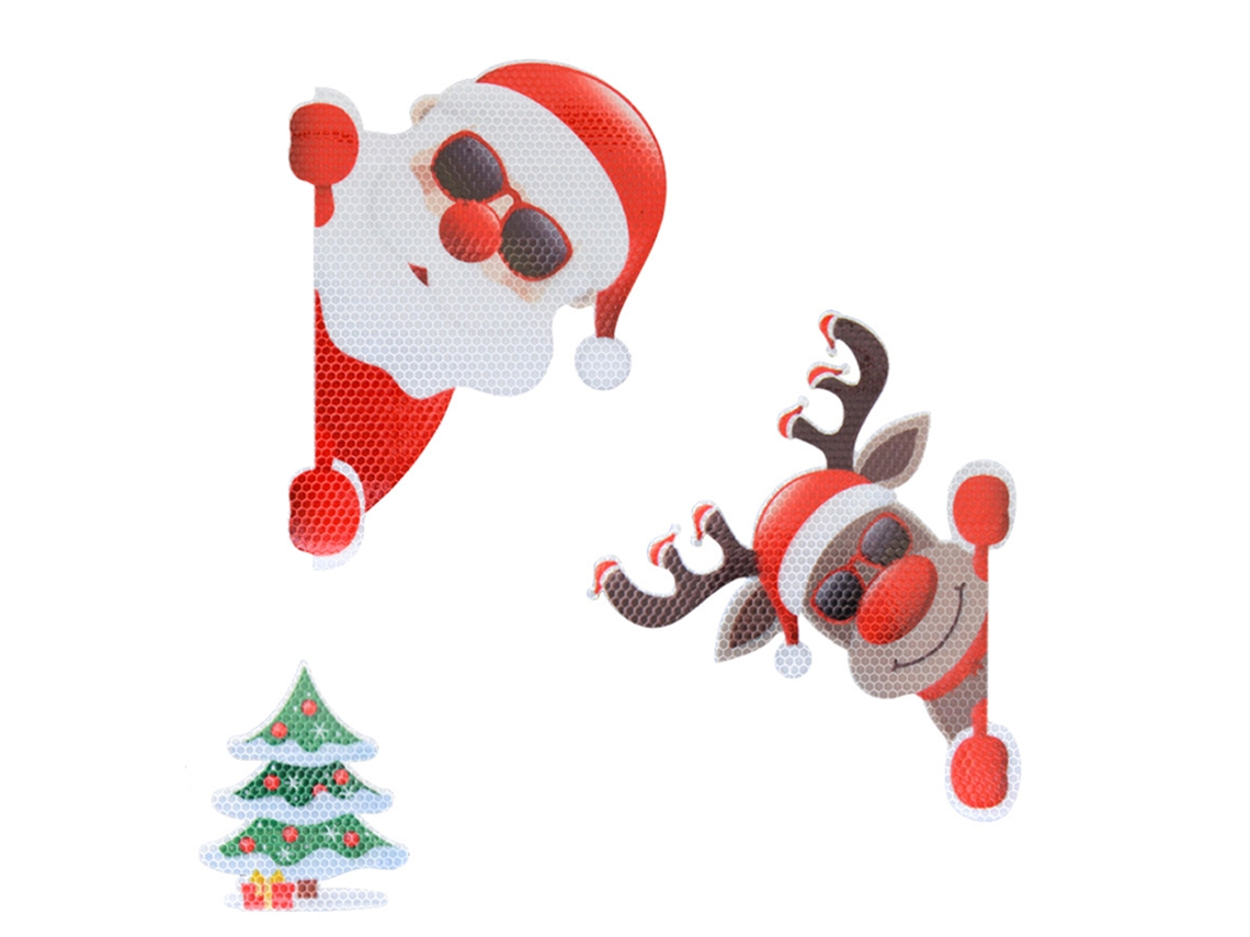 Decoração de carro de Natal com luz de abóbora refletora e refletor de rena com Pai Natal LAXISCREED
