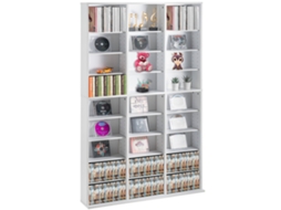Armário de Armazenamento de Mídia VEVOR Prateleiras de Dvd Ajustáveis de 9 Camadas com Capacidade para 756 Cds Branco