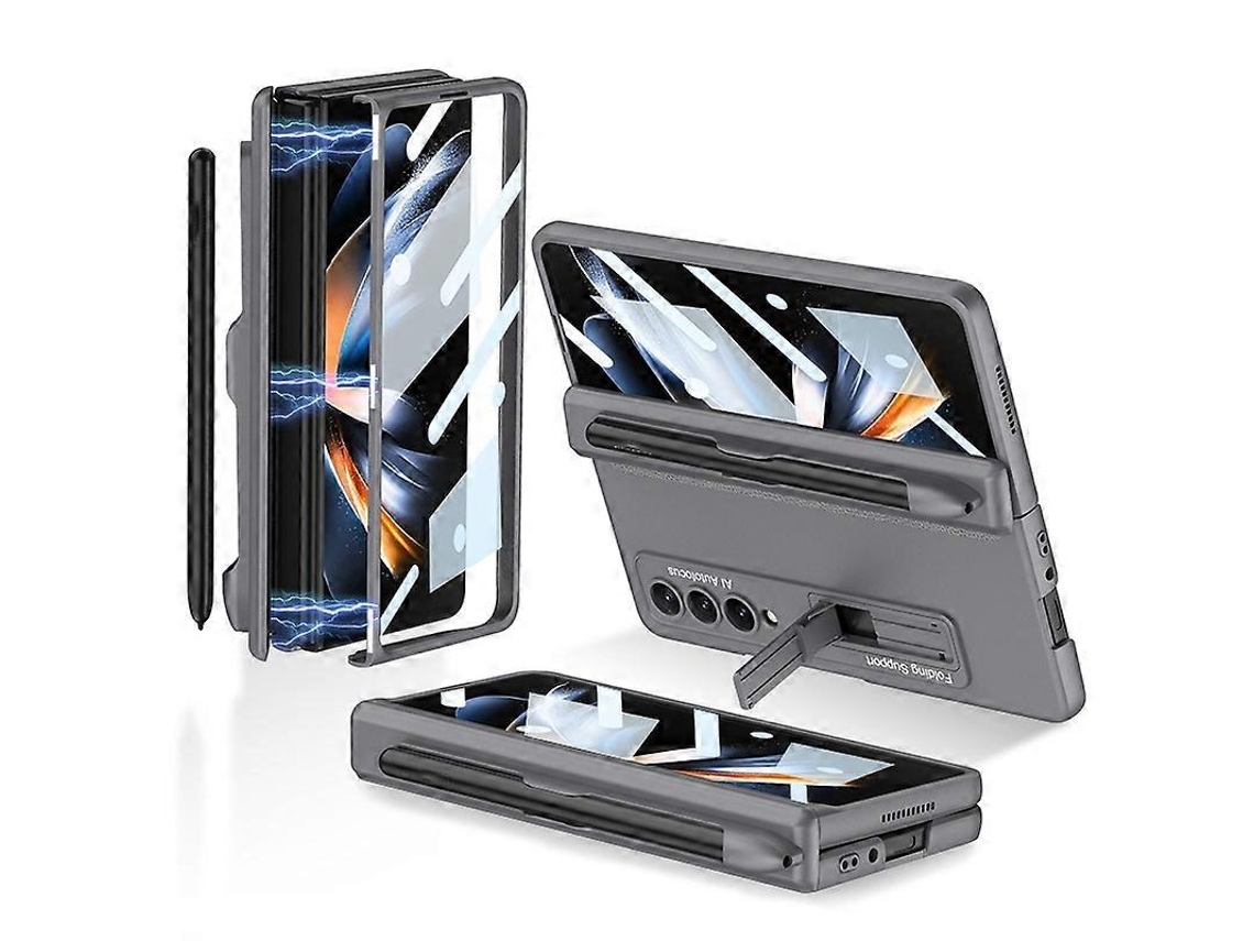 Capa Flip Com Dobradiça Magnética Gkk Para Samsung Galaxy Z Fold4 Com Suporte E Compartimento Para Caneta.