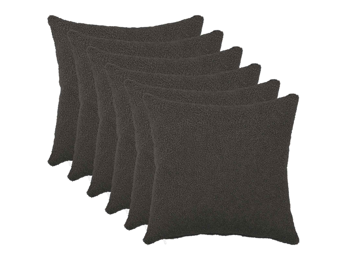 Vidaxl Capa Almofada 6 Pcs Heerlen Cinzento-escuro 35 X 35 Cm Bouclé