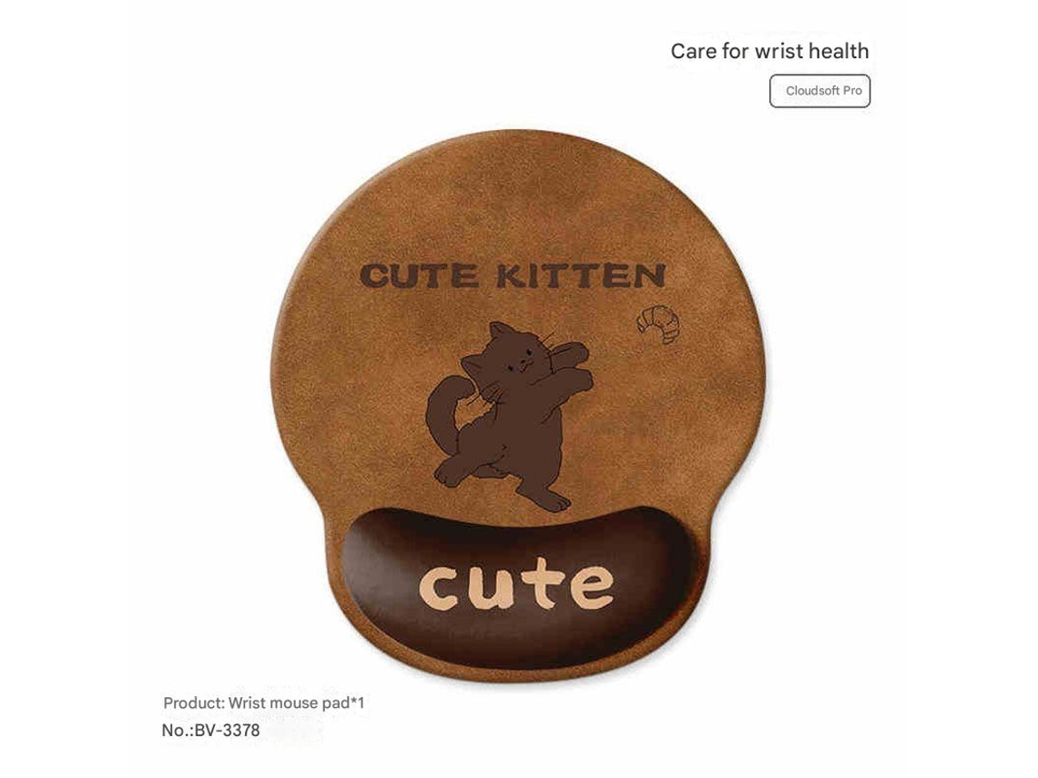 Mouse pad YWP Girls Brown Kitty com suporte para pulso (1 peça, 253 x 230 x 4 mm)