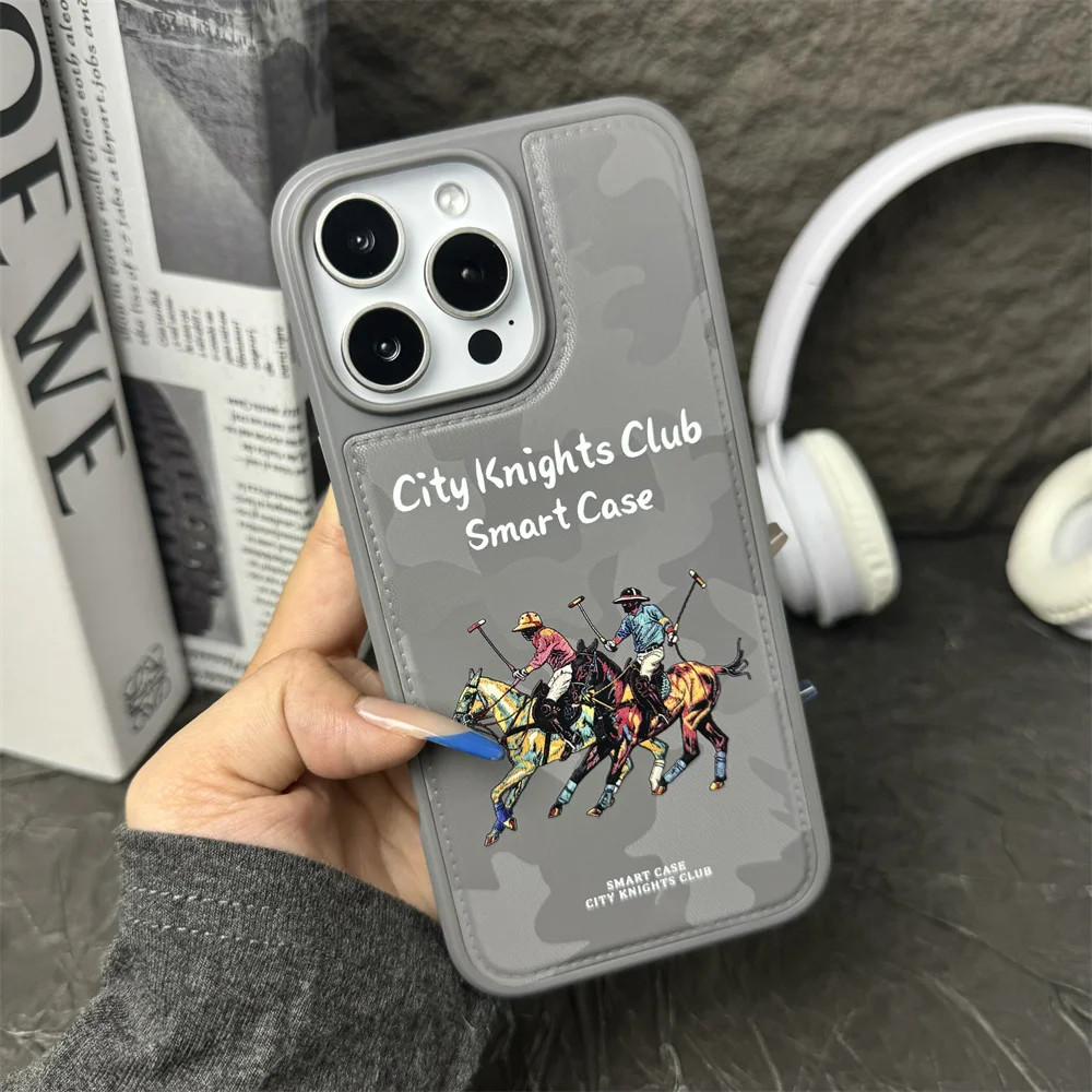 Capa Magnética Magsafe Com Estampa De Cavaleiro Para Iphone 14 (cinza), Compatível Com Iphone E Resistente A Impactos.
