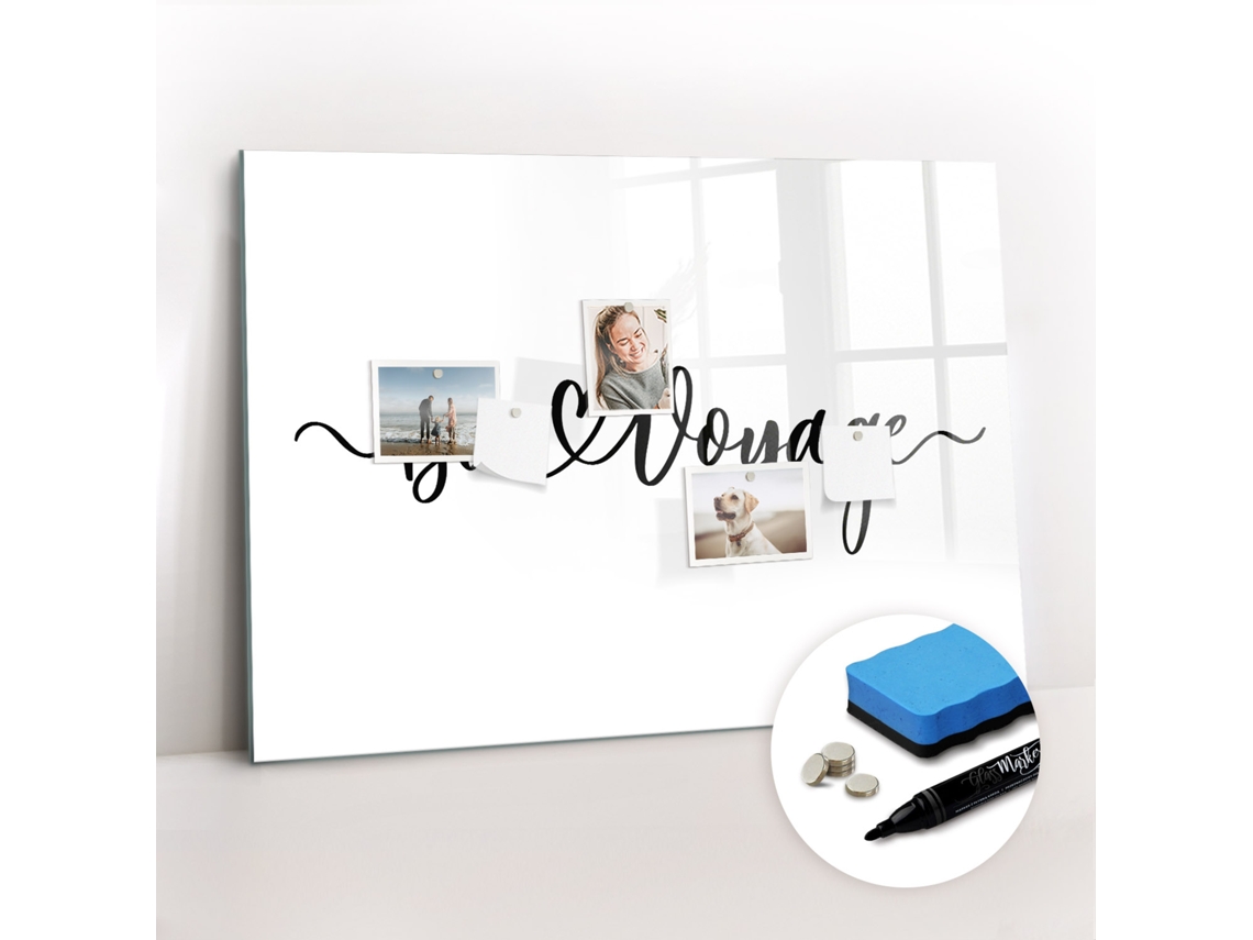 Quadro Magnético Decorativo Inscrição "bon Voyage" Para A Sala De Estar Espelharte (100x70 Cm)