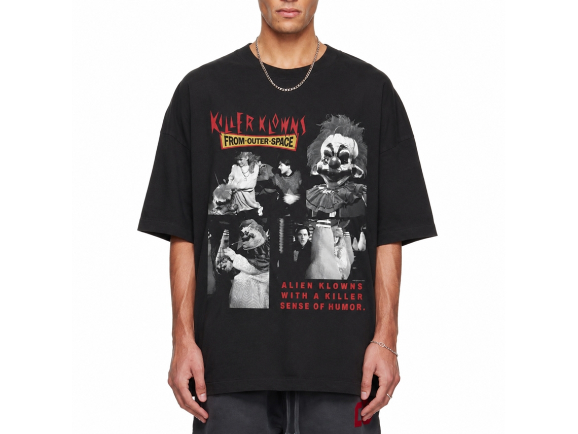 Rockinstone Killer Klowns Four Bw Photos Black Adult T-shirt Size:xl