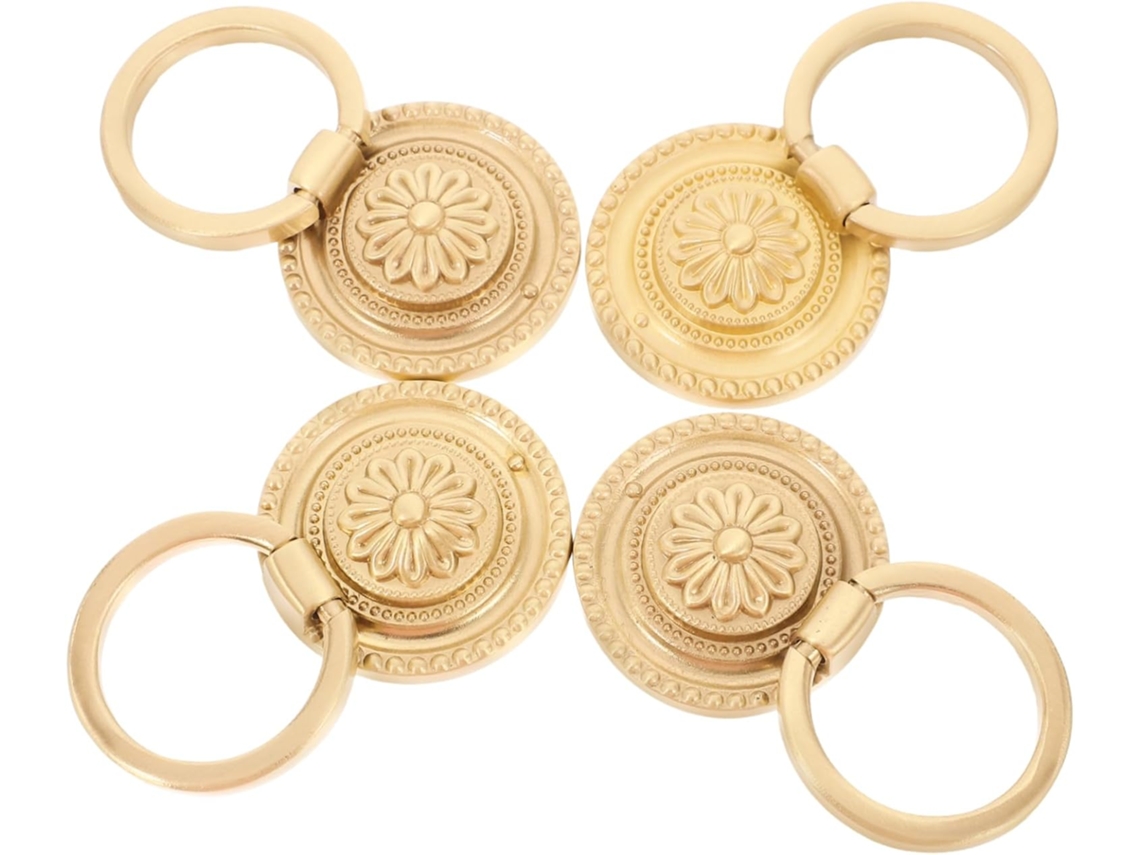 Nuobesty Conjunto De 4-puxadores Redondos Vintage Em Latão Para Armários, Adega E Guarda Roupa Com Fácil Instalação