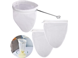 Sacos De Malha Ultrafina, Filtrantes Reutilizáveis ​​com Alças Aço Inoxidável Para Filtrar Leite Vegetal, Café, M