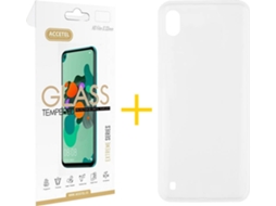 Capa + 1 Película de Vidro Samsung Galaxy A10 ACCETEL Silicone Liso Transparente