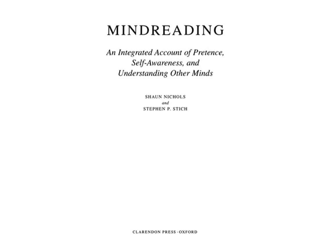 Livro Mindreading de Shaun Nichols e Stephen P Stich (Inglês)