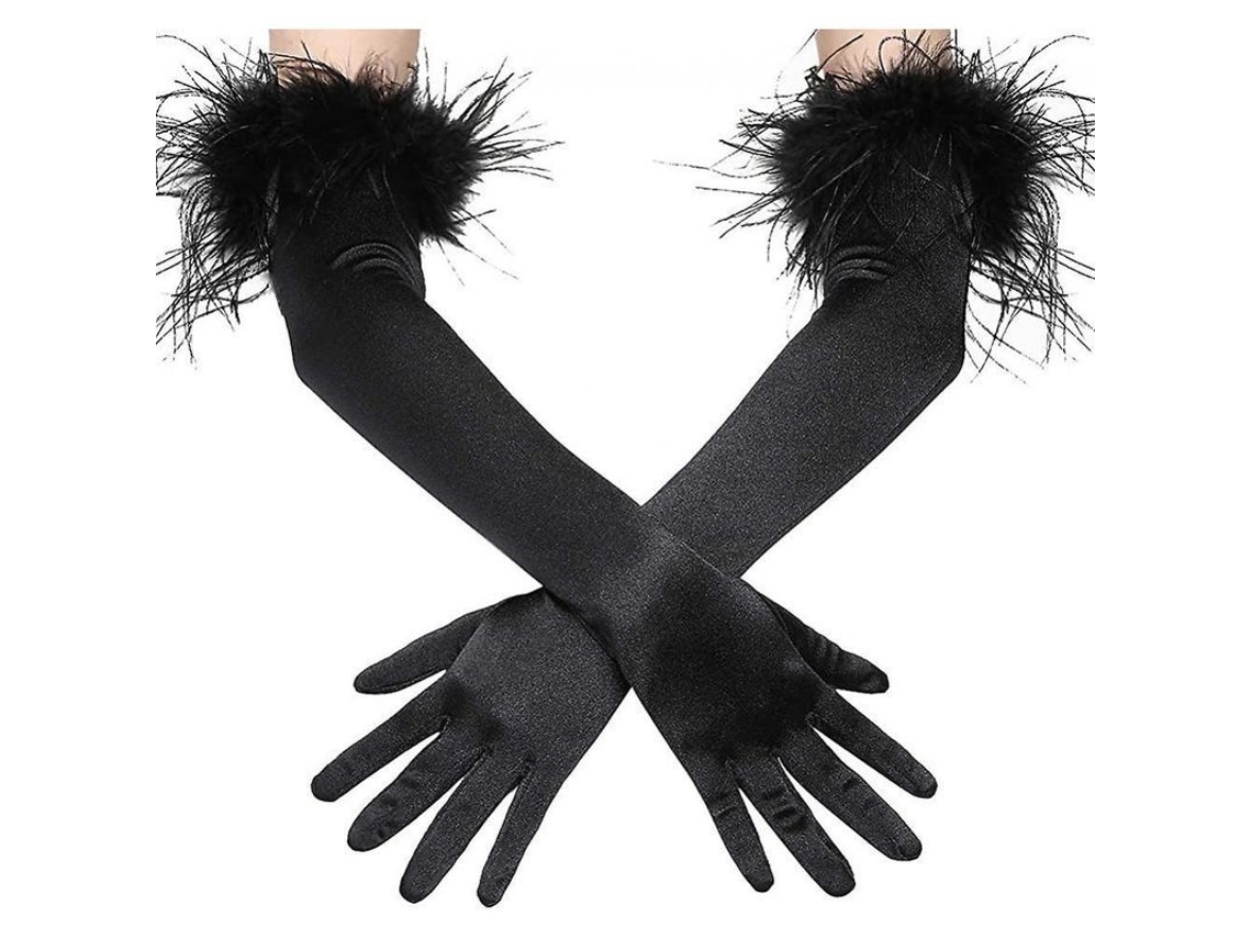 2026-luvas De Ópera Longas De Satin Com Plumas Estilo 1920 Para Noiva E Festas Formais