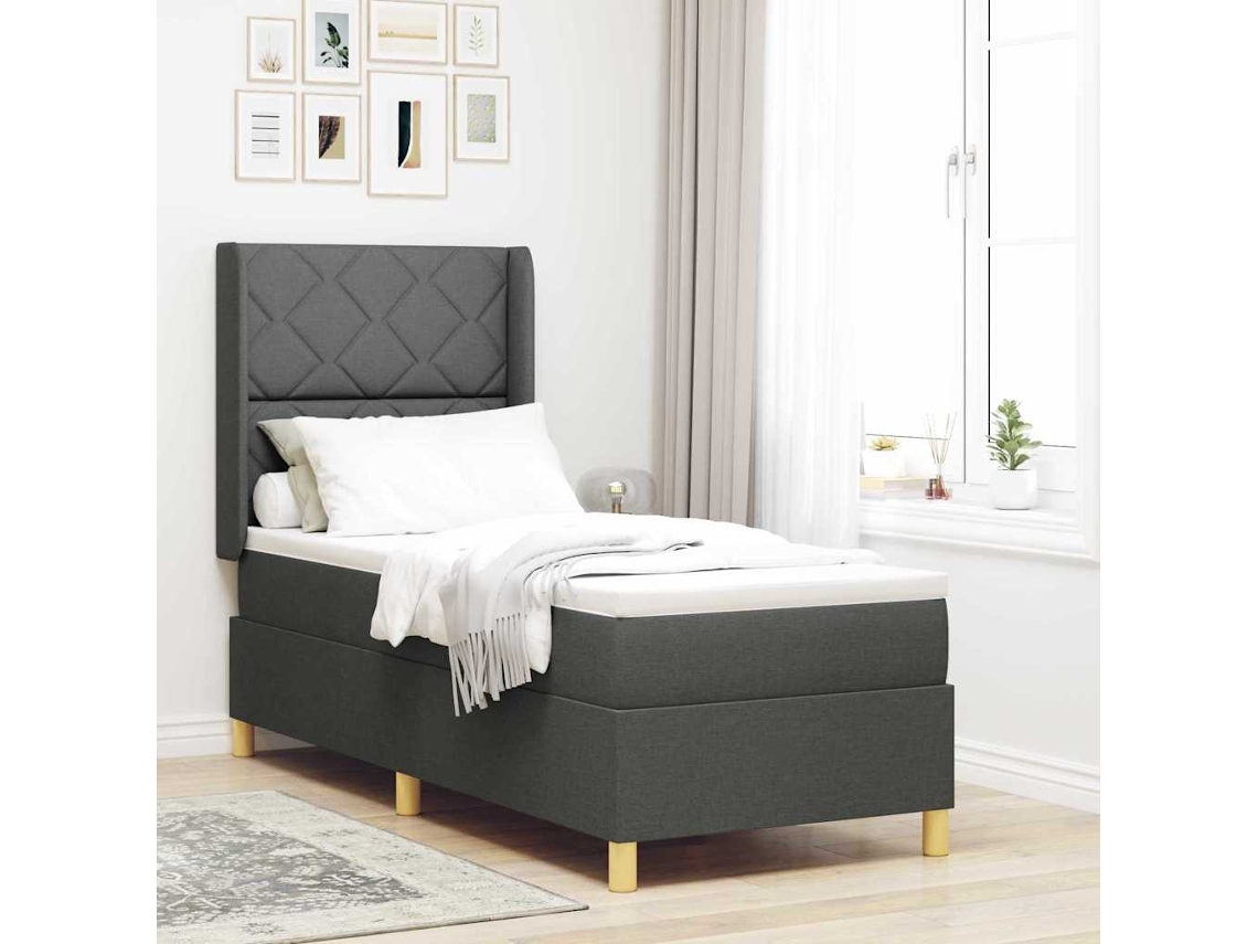 Vidaxl Cama Box Com Fitas Led Com Cabeceira Cinzeto 80 X 200 Cm Tecido