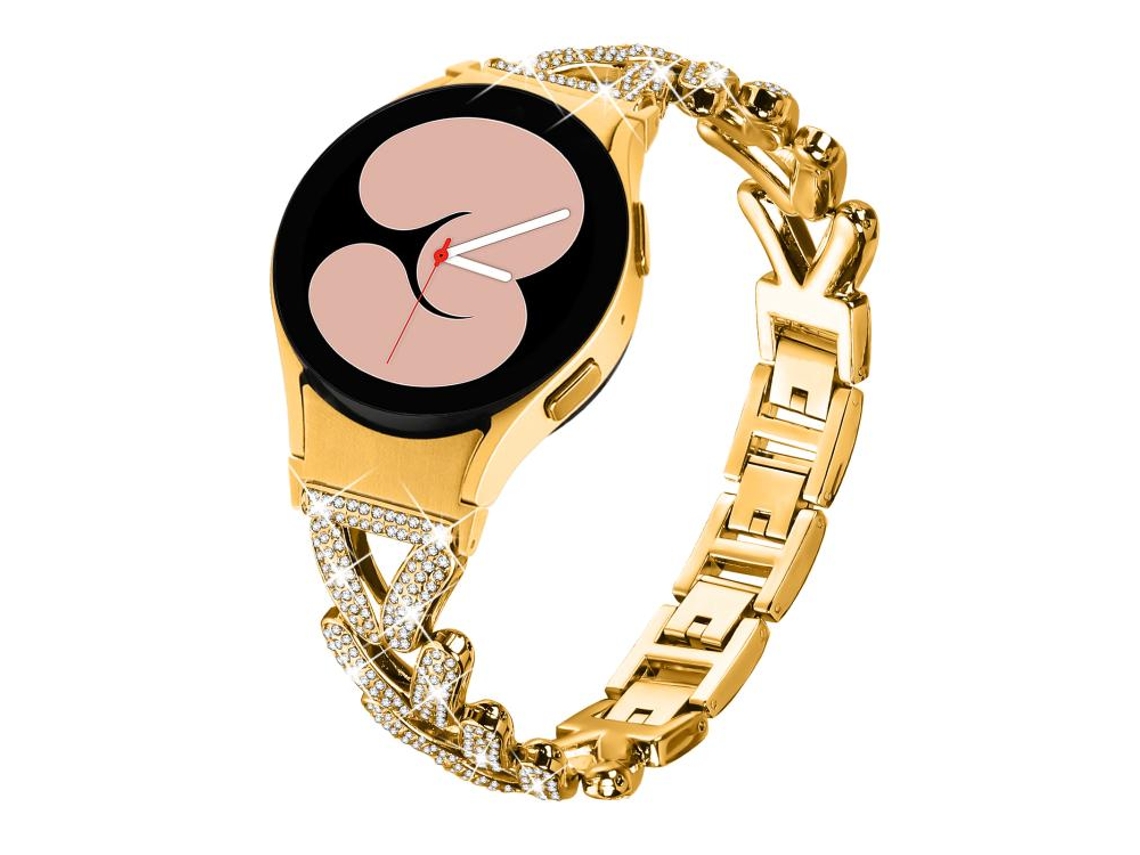 Bracelete para Samsung Galaxy Watch Fe/7/6/5/4 Metal com Diamante e Pequena Torção Dourada XIAOMOYU (20mm)