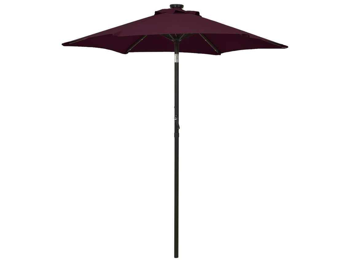 Vidaxl Guarda-sol De Jardim Com Luzes Led 200x211 Cm Alumínio Bordô