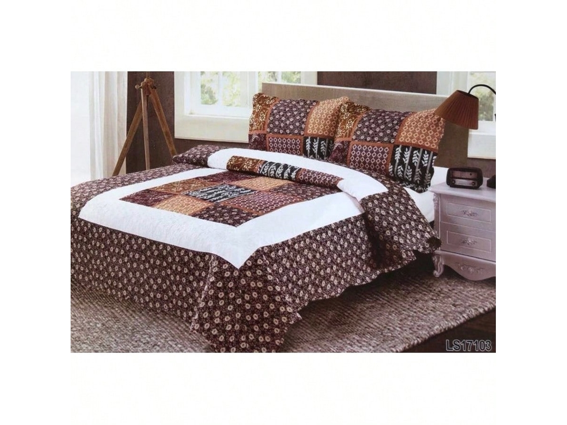 Colcha Acolchoada Estampada Macia Cama Solteiro Casal 240x260cm