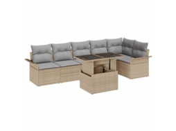 Vidaxl Conjunto De Sofá De Jardim 7 Unid. Bege