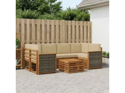Vidaxl Conjunto De Sofás Para Exterior 7 Unid. Natural E Bege