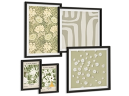Um Conjunto De Imagens Decorativas Em Uma Moldura Flores Azuis Moldura Preta Quadros Para O Escritório Espelharte (conjunto De 5 Imagens)