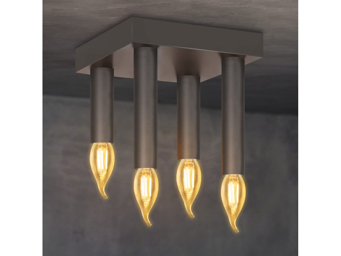 ZMH Luminária de teto metálica E14 cinza industrial retrô para cozinha e sala de jantar