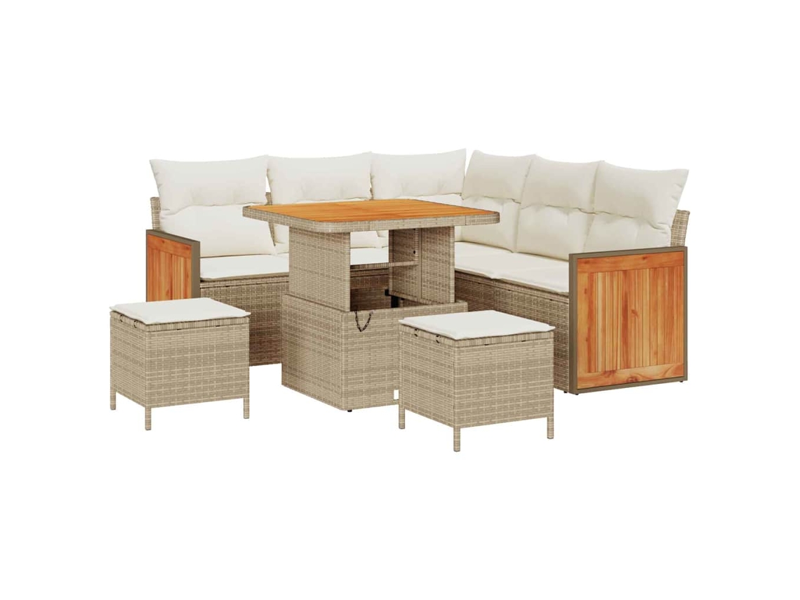 Maison Exclusive - Conjunto De Sofá De Jardim Com Almofada 8 Pcs Bege E Creme
