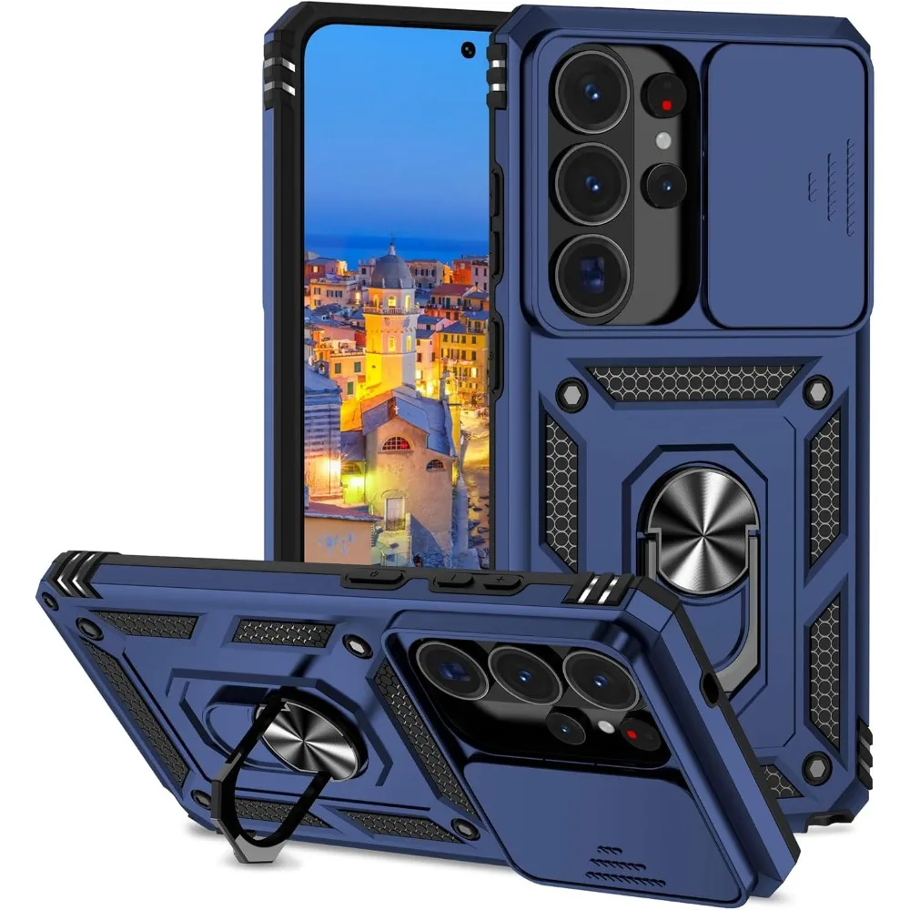 (azul, Galaxy S22 5g) Capa De Celular Com Suporte De Anel, Proteção Deslizante E Resistente A Impactos Para A Lente Da Câmera.