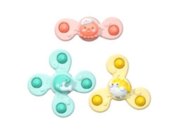 3 Brinquedos Giratórios Com Ventosa Para Banho Bebê Design Cartoon Seguro