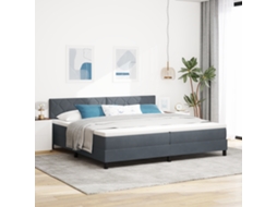 Cama Box Com Colchão Cinza Escuro 200x200 Cm Veludo