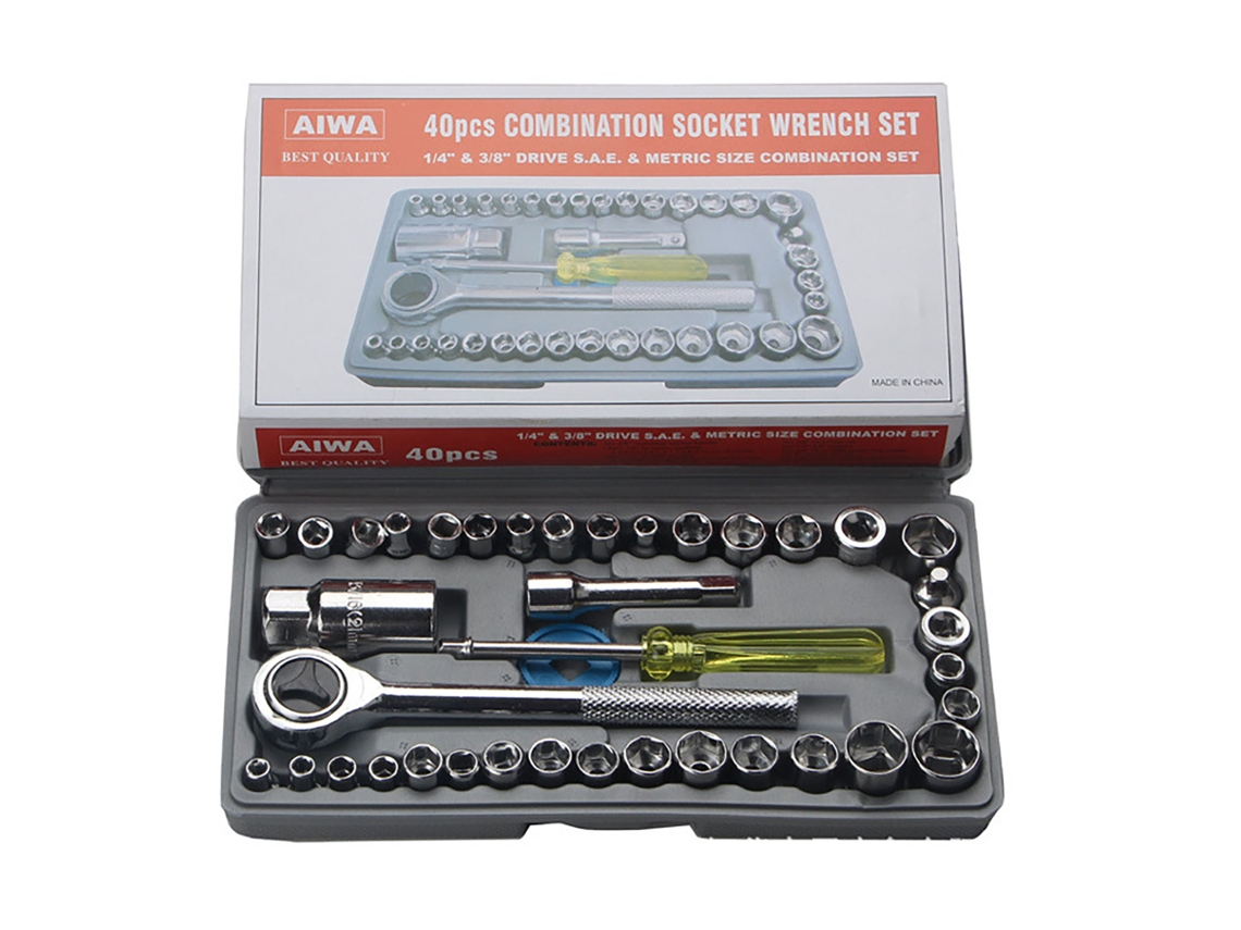 Conjunto De Chaves De 40 Peças Com Soquetes E Matraca Em Aço Carbono Da Marca Laxiscreed