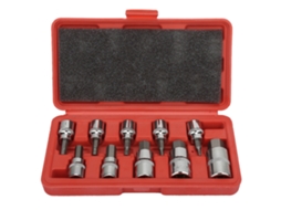 Conjunto De Chaves De Bits Hexagonais 3/8 E 1/2 Com Caixa Para Reparo Automotivo 10 Peças
