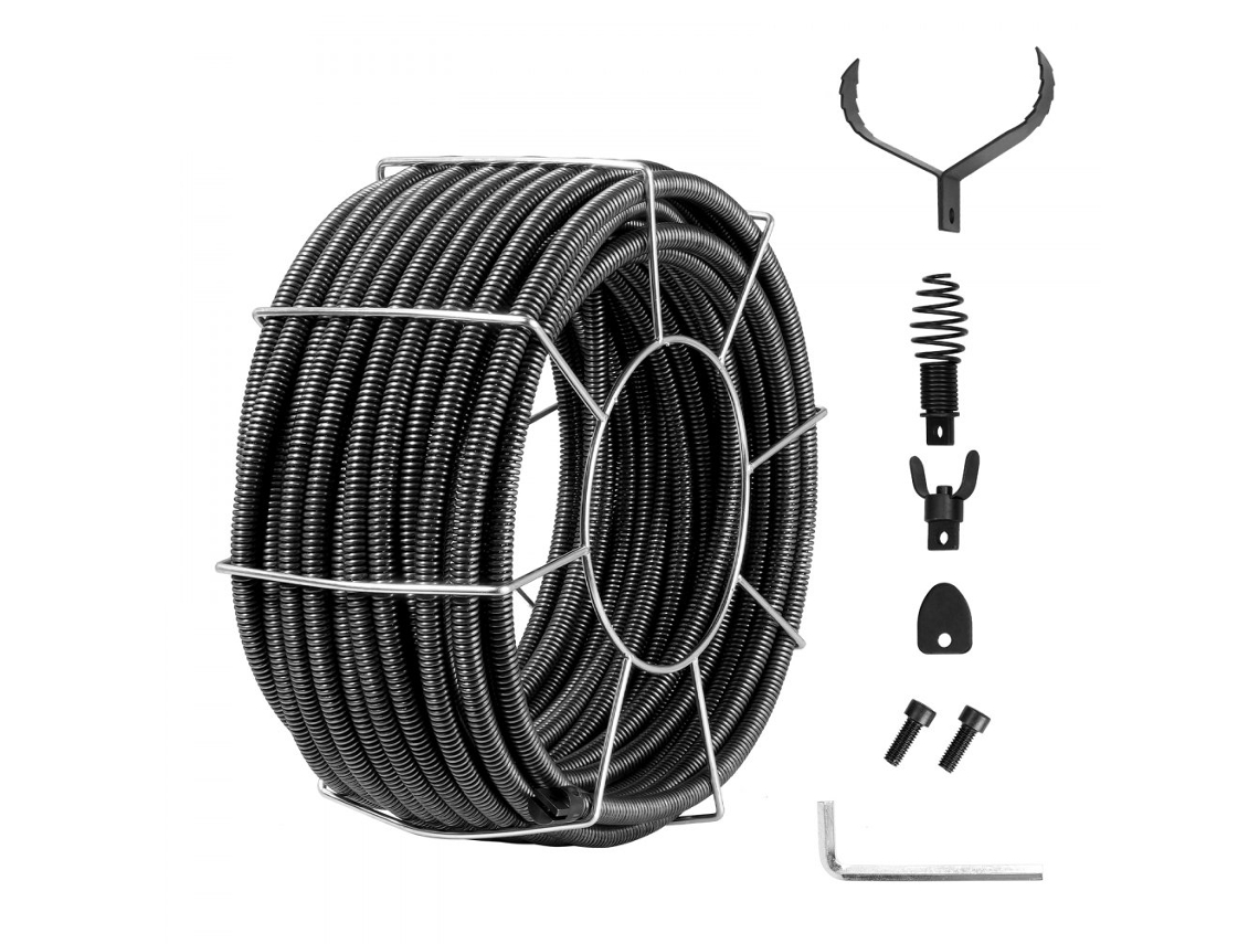 Espiral De Limpeza De Canos 30m Com 4 Cortadores Para Tubos 100 200mm Tekmaquinas