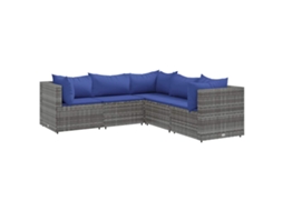 Conjunto de 5 espreguiçadeiras de jardim com almofadões Vime Pe Cinzento MAISON EXCLUSIVE (5 peças)
