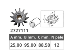 Jabsco 17936/21676 Johnson 09-814B 12 Lâminas Impulsor Prateado 25 X 95 X 88.5 Mmfinnord