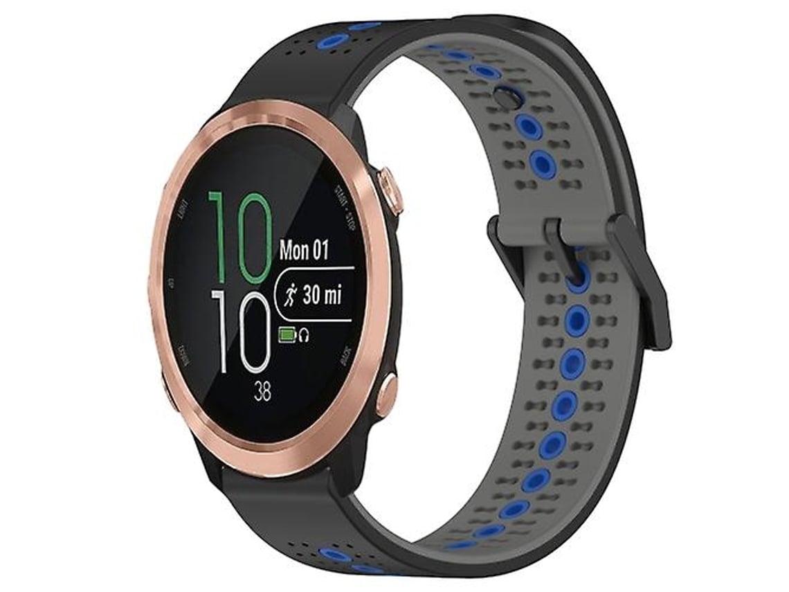 Pulseira Musical Garmin Forerunner 645 De 20 Mm, Silicone Respirável Tricolor, Preta, Cinza, Azul.