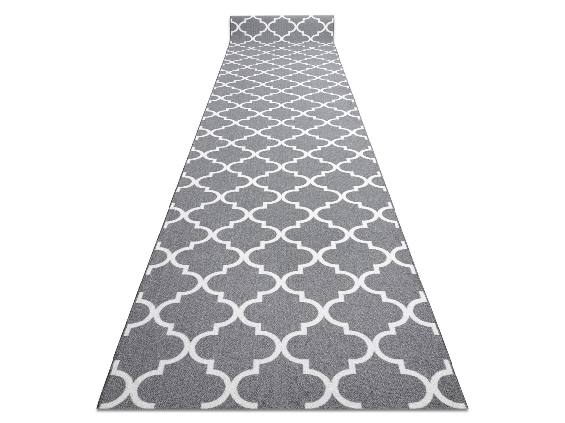 Passadeira Base Antideslizante Trevo Marroquino 120 cm Cinzento Trellis 30352