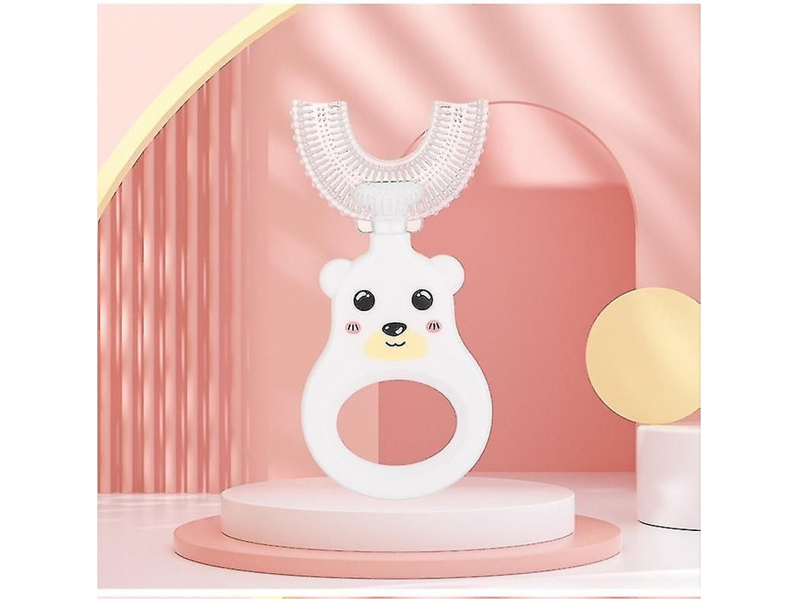 Escova de Dentes Infantil Silicone em Formato U para Crianças 2 a 12 Anos, Branca. GOKOCO